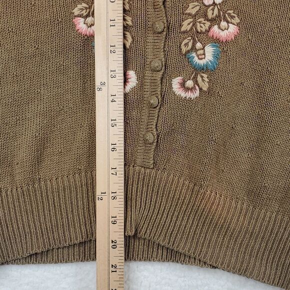 Evan Picone Vintage Cropped Embroidered Sweater Large - Picture 9 of 17